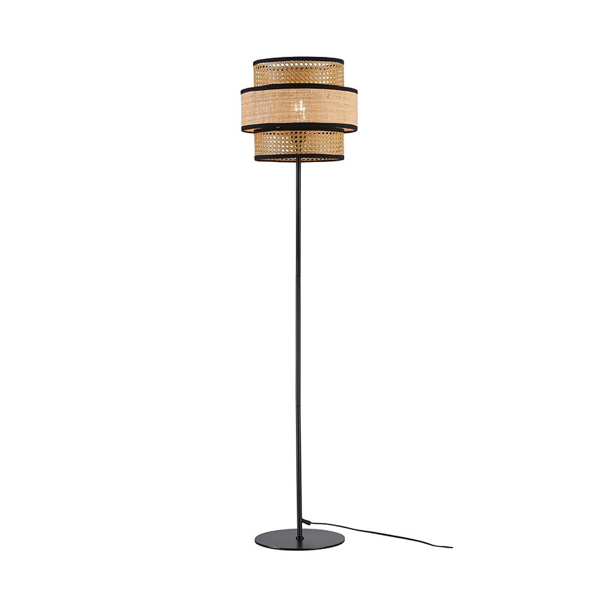 Multi Functional Woven Solid Wood Base Modern Floor Lamp