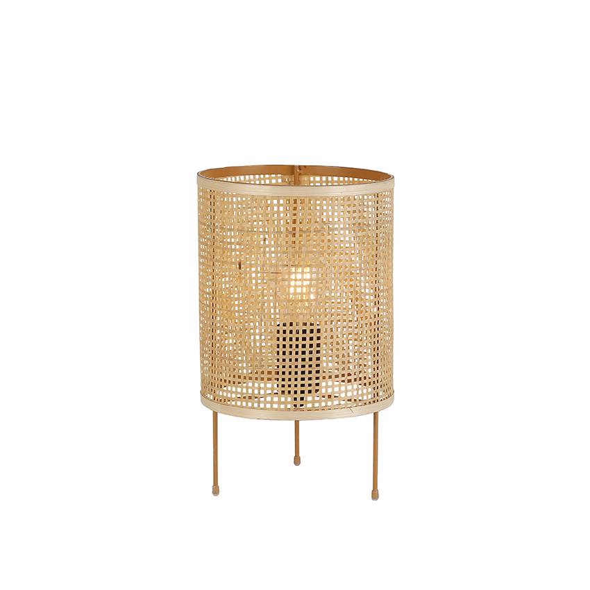 Dimmable Rattan Table Lamp With Handmade Woven Shade Touch Control Bedside Lamp