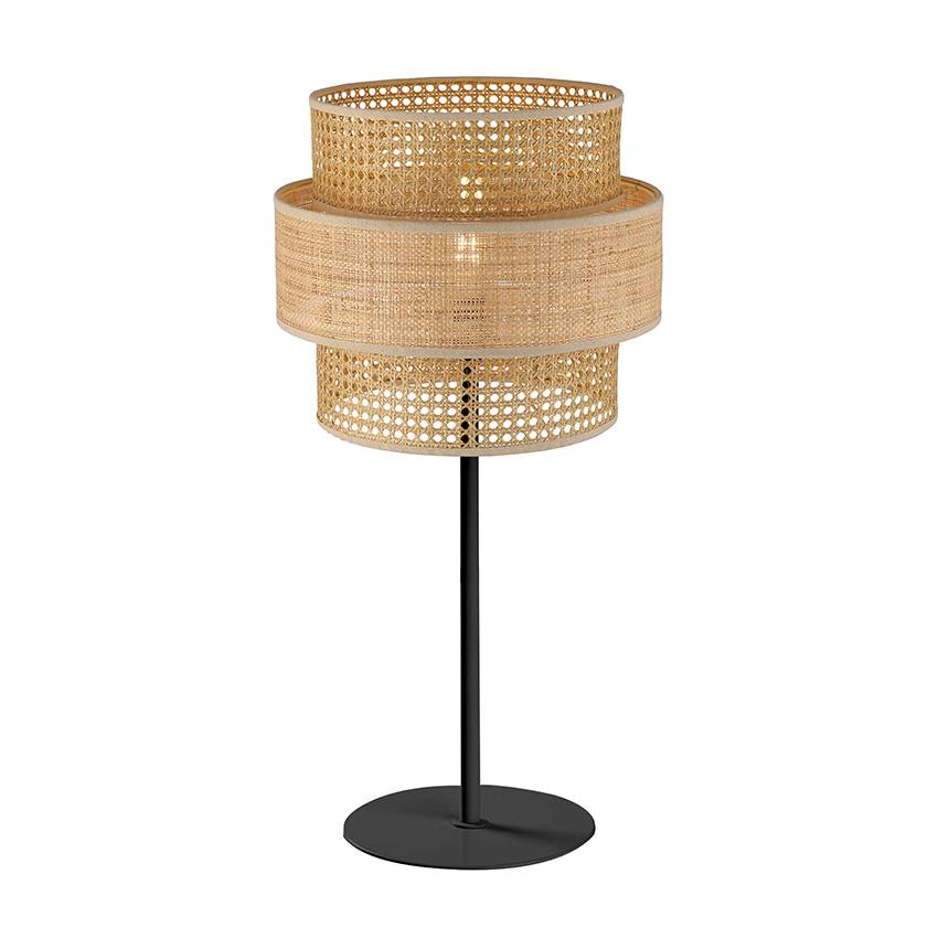 Dimmable Rattan Table Lamp With Handmade Woven Shade Touch Control Bedside Lamp