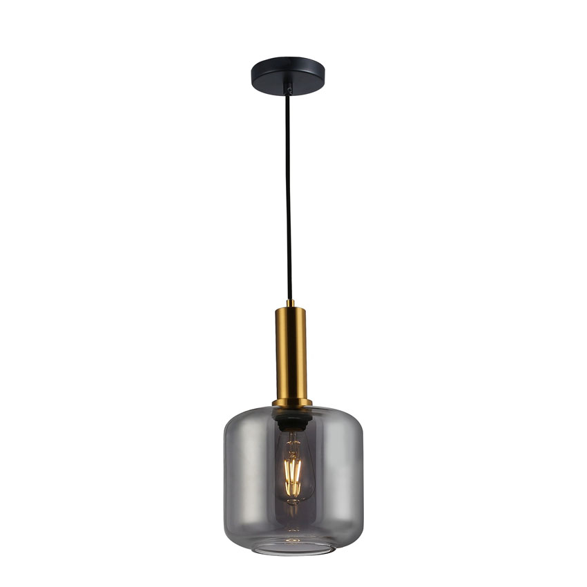 1 Light Smoke Glass Pendant Lamp