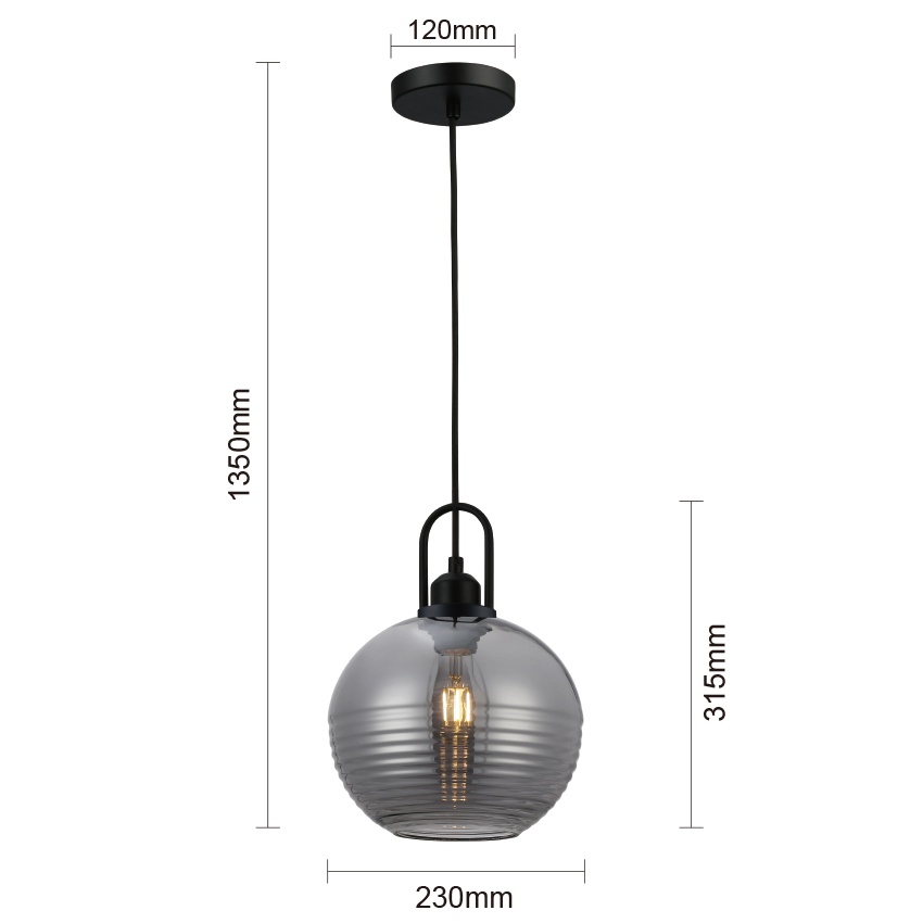 1 Light Single Drop Glass Pendant Lamp