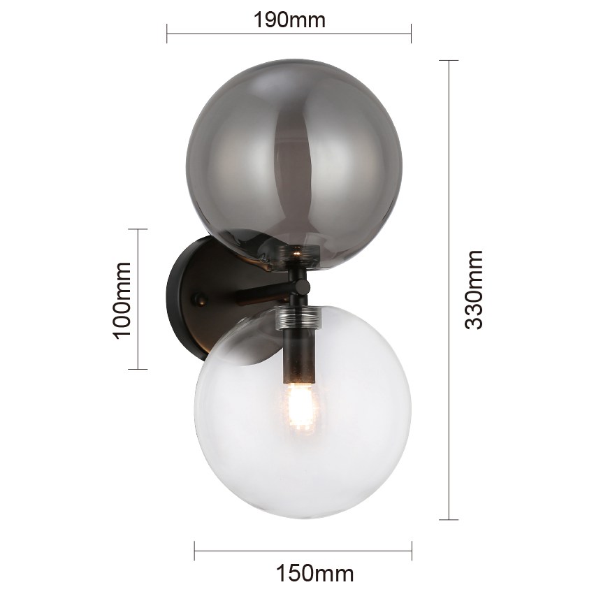 1LT 1X G9 Smoke and Transparent Glass Wall Lamp