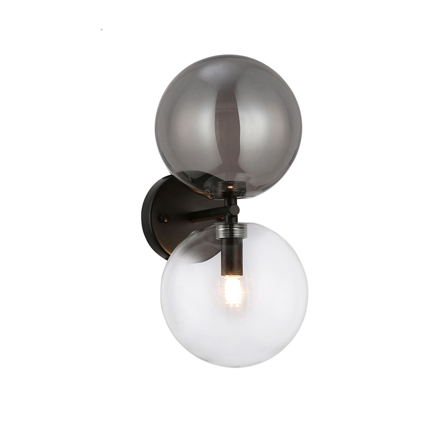 1LT 1X G9 Smoke and Transparent Glass Wall Lamp