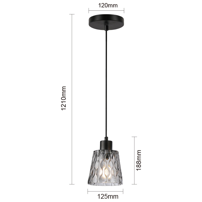 1 Light Smoke Glass Mini Pendant Lamp