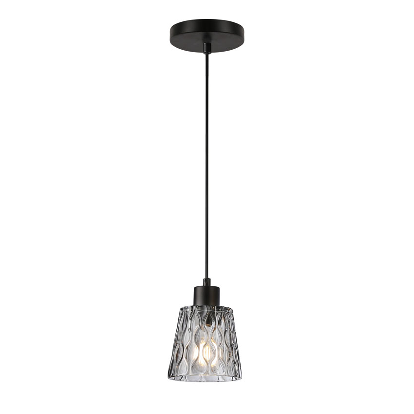 1 Light Smoke Glass Mini Pendant Lamp