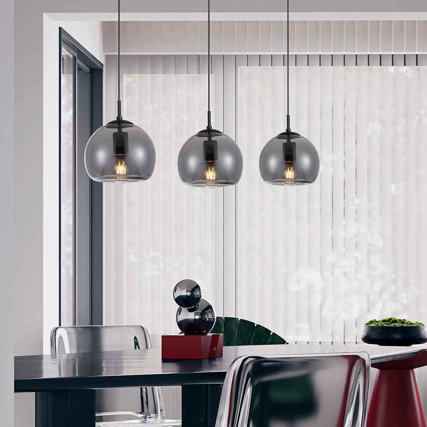 3 Lights Smoke Glass Pendant Lamp