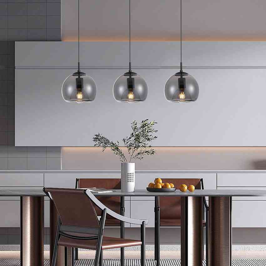 3 Lights Smoke Glass Pendant Lamp