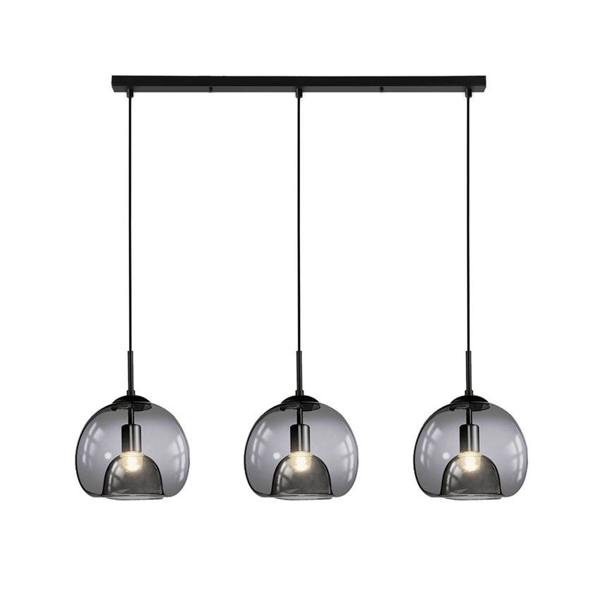 3 Lights Smoke Glass Pendant Lamp