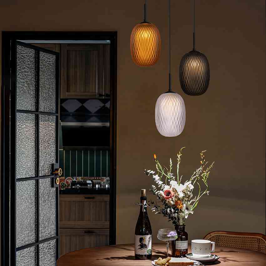 3 Lights Mix Color Round Base Glass Pendant Lamp