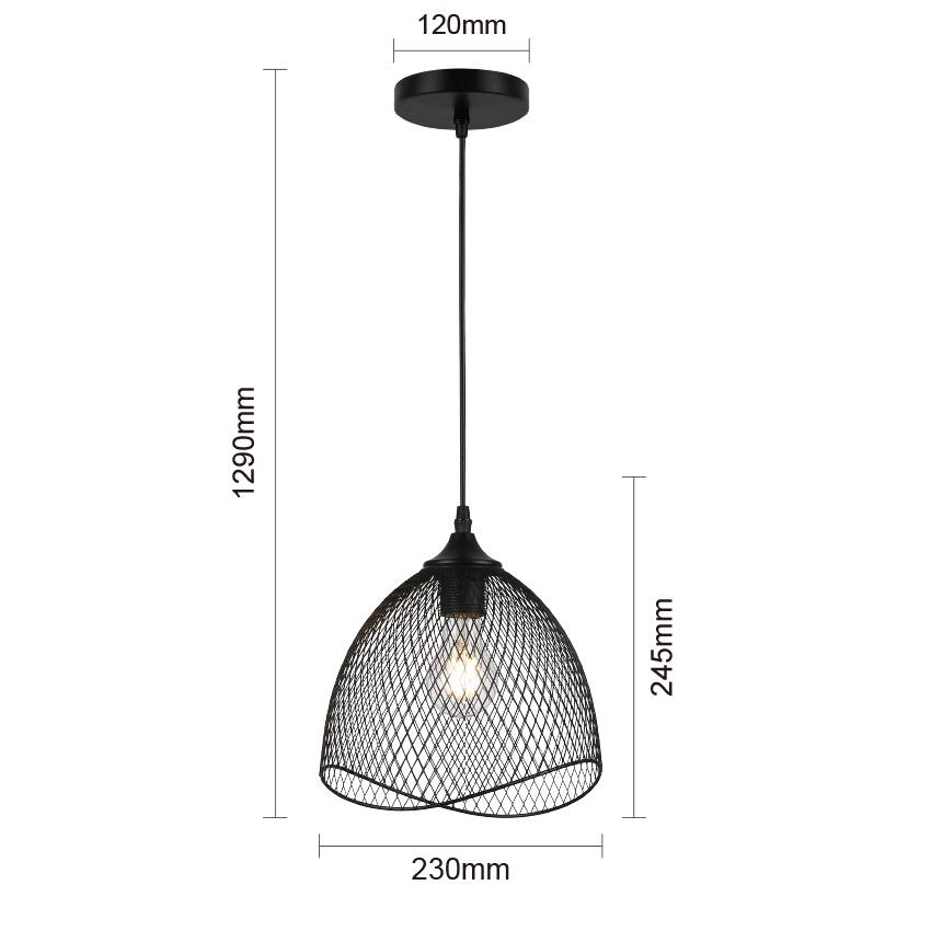 Металлический подвесной светильник Mesh Shade 1 Light матового черного цвета