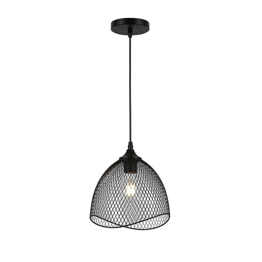 Металлический подвесной светильник Mesh Shade 1 Light матового черного цвета