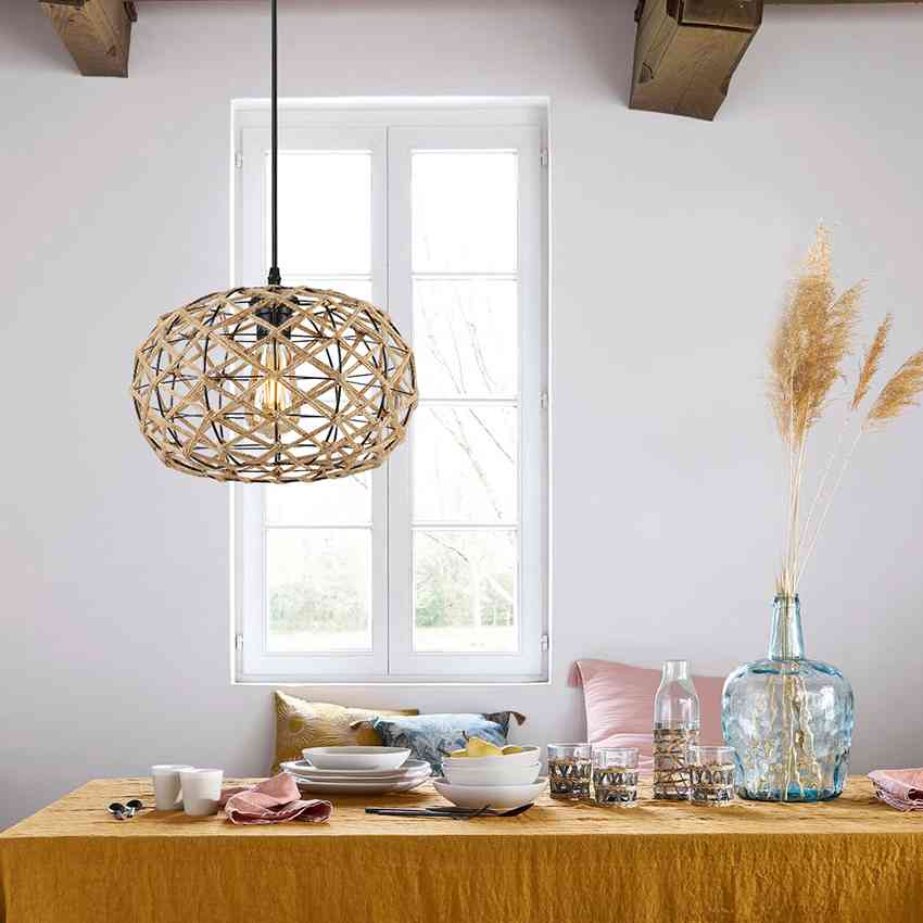 Hemp Rope Woven Shade Pendant Light