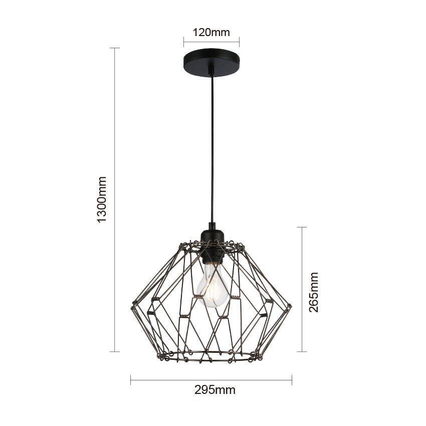 Lámpara colgante de metal con transformador de 1 luz