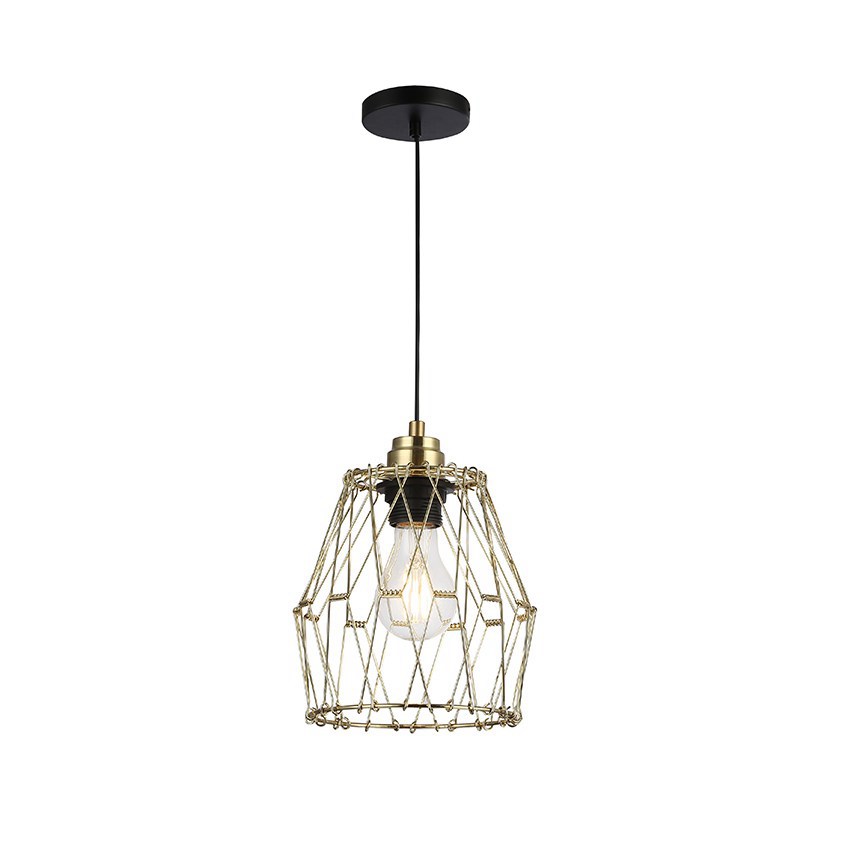 1lt Golden Plated Transformer Metal Cage Pendant Lamp