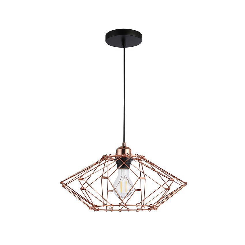 Rose Golden Transformer Metal Cage Pendant Lamp