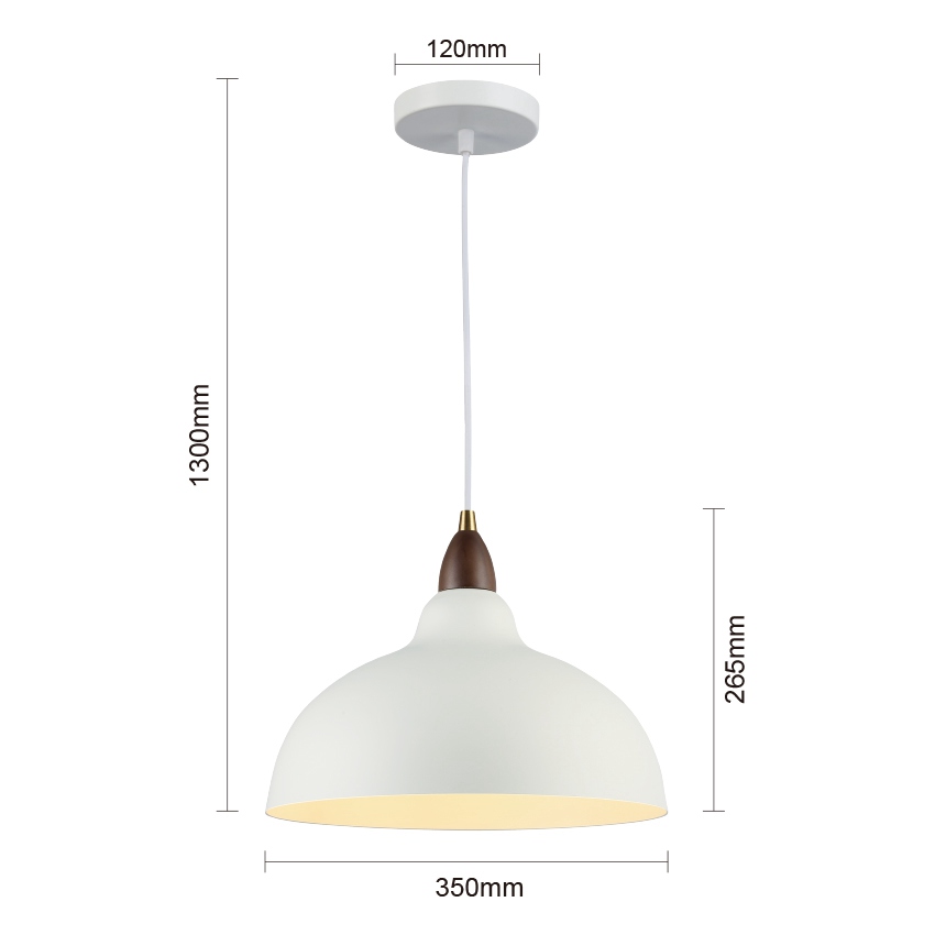 1 Light White Dome-shade Pendant Lamp