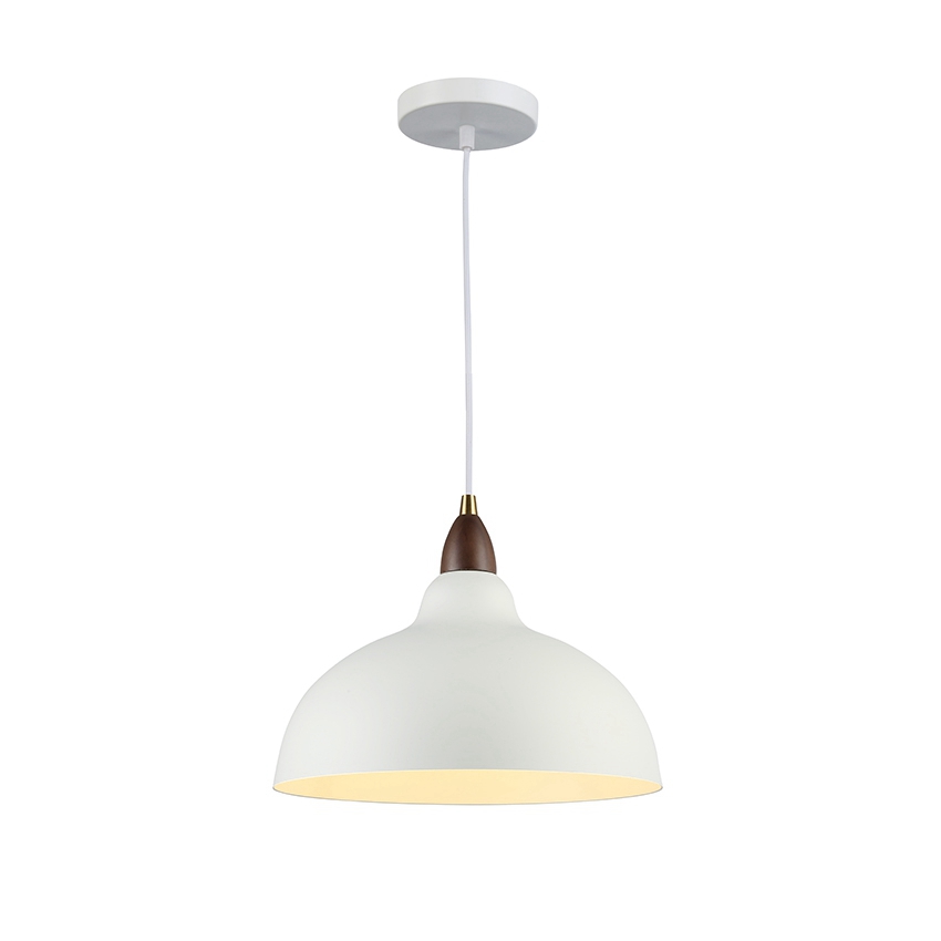 1 Light White Dome-shade Pendant Lamp