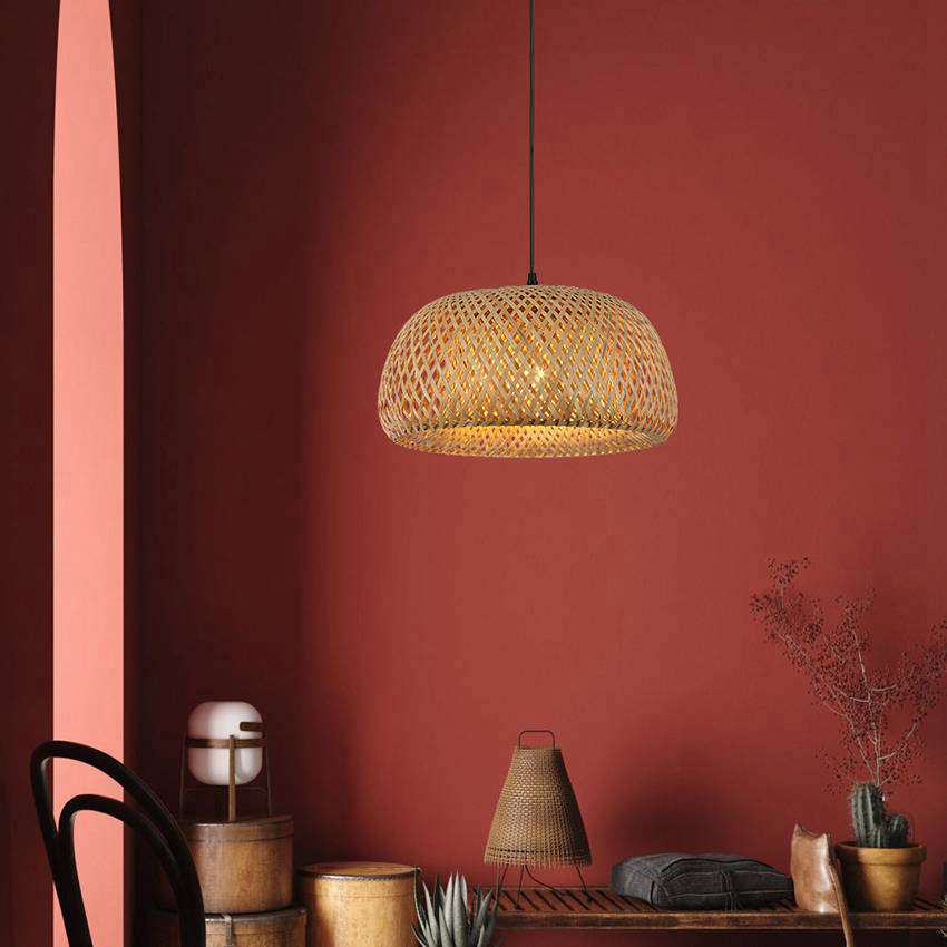 1 Light Traditional Bamboo Woven Pendant Lamp