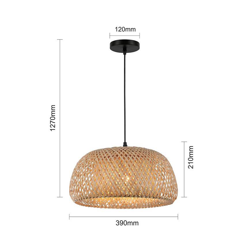 1 Light Traditional Bamboo Woven Pendant Lamp