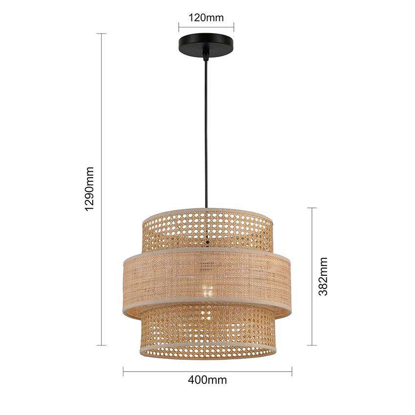 1 Light Natural Paper Cannage Pendant Lamp