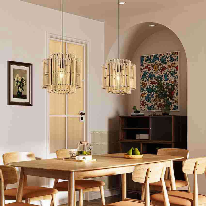 1 Light Natural Rattan Pendant Lamp