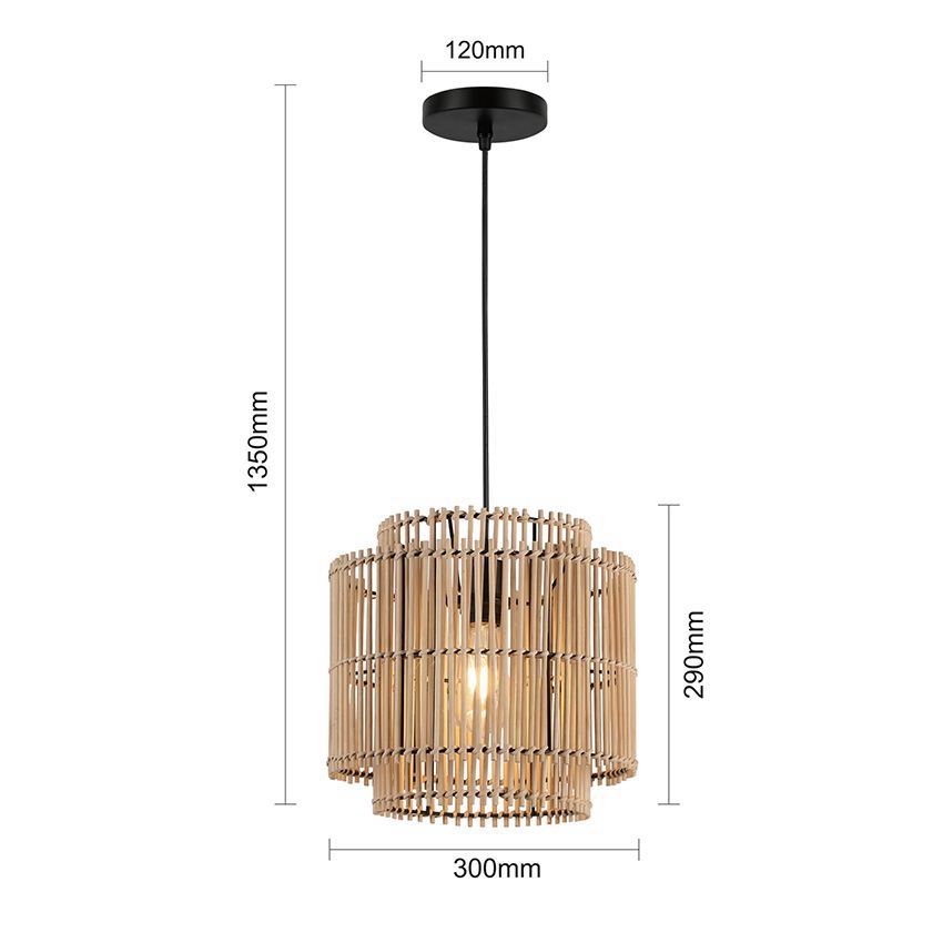 1 Light Natural Rattan Pendant Lamp