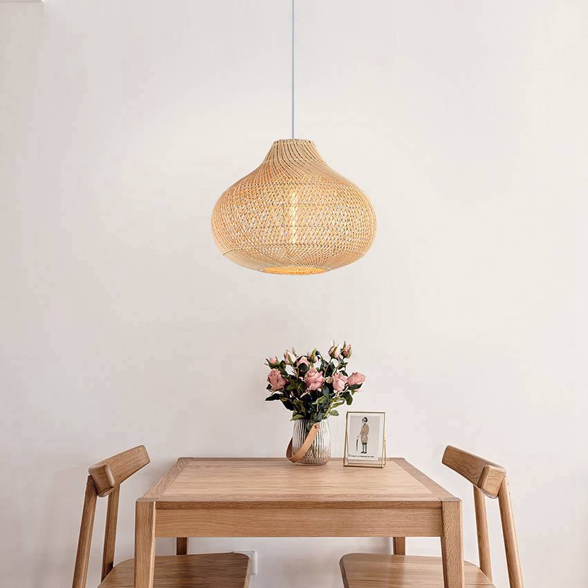 1 Light Natural Rattan Woven Pendant Lamp