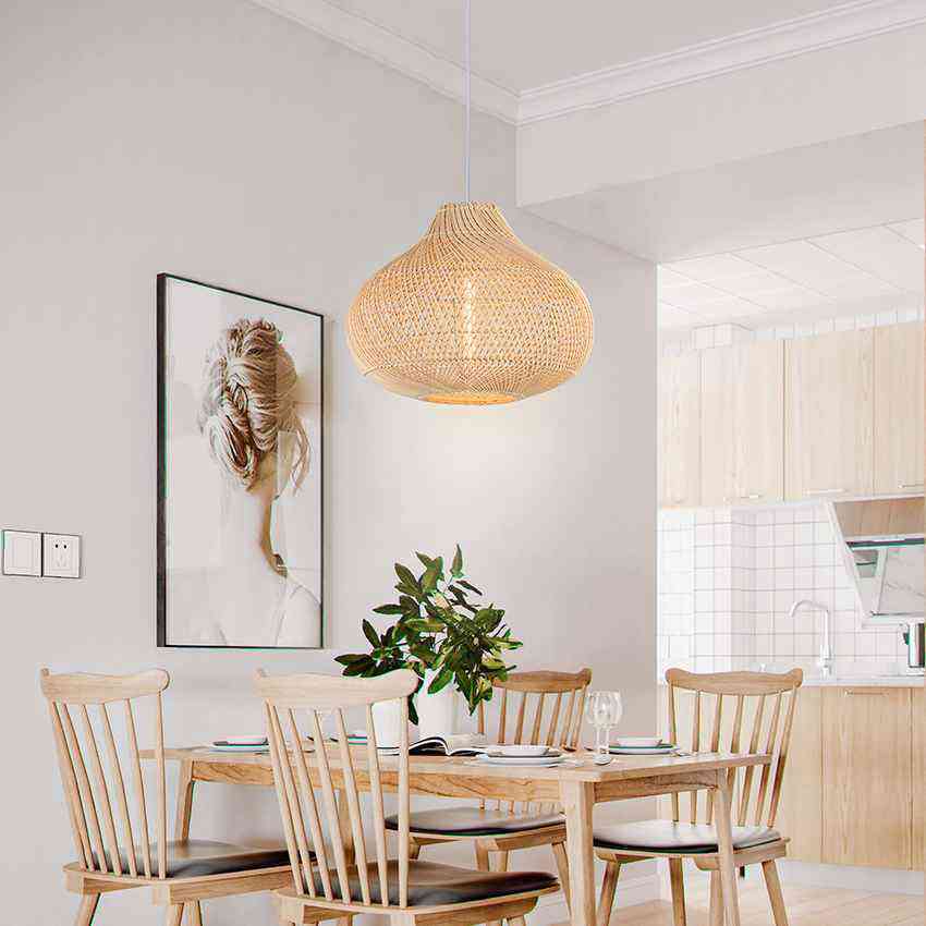 1 Light Natural Rattan Woven Pendant Lamp