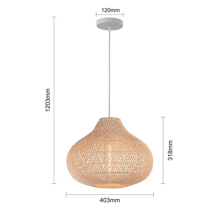 1 Light Natural Rattan Woven Pendant Lamp