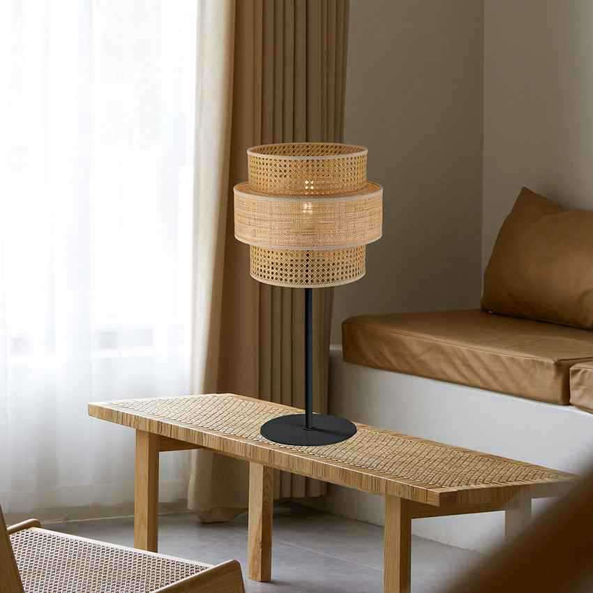 Paper and natural grass Cannage Table Lamp