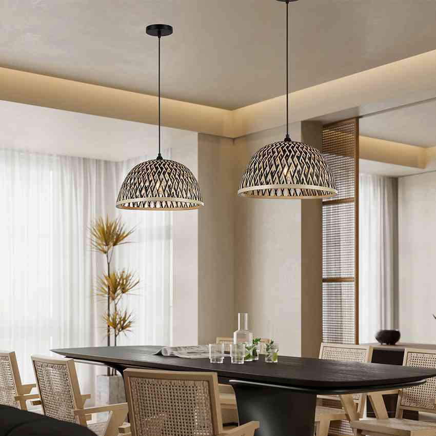 1 Light Dyed Black Bamboo Pendant Lamp