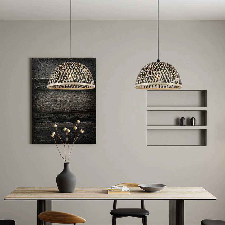 1 Light Dyed Black Bamboo Pendant Lamp