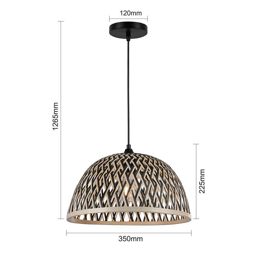 1 Light Dyed Black Bamboo Pendant Lamp