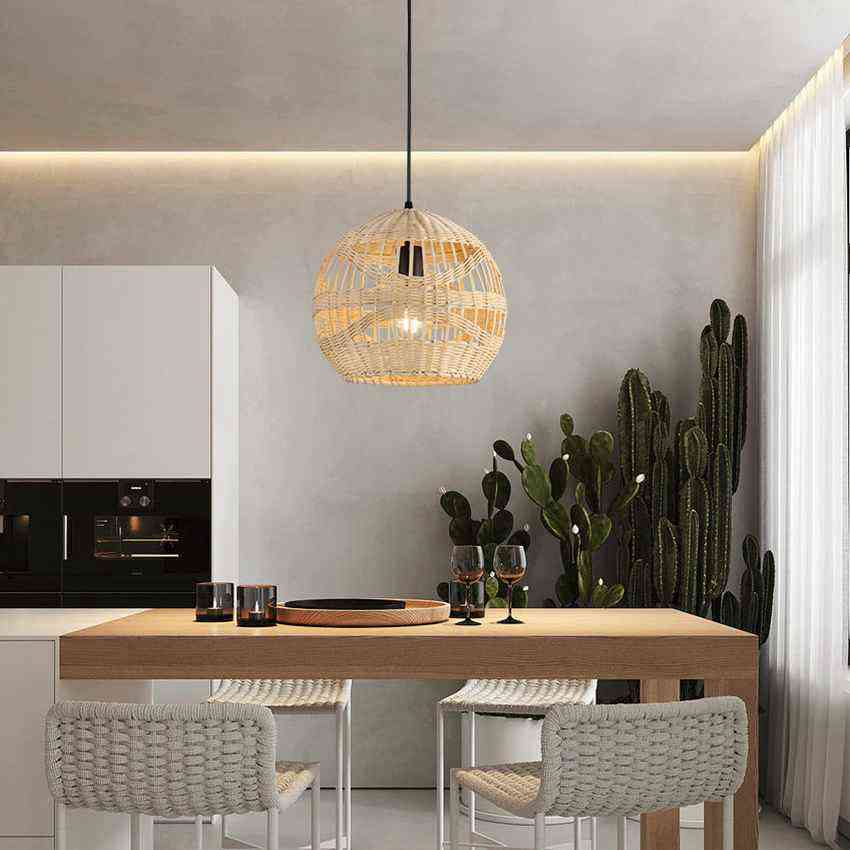 1 Light Natural Rattan Woven Pendant Lamps