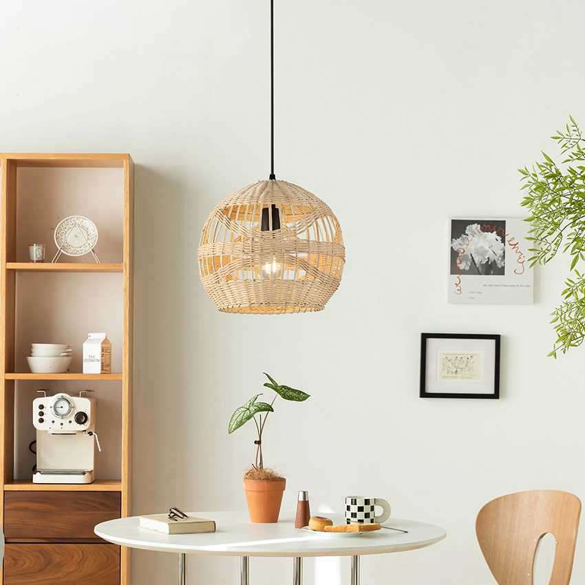 1 Light Natural Rattan Woven Pendant Lamps