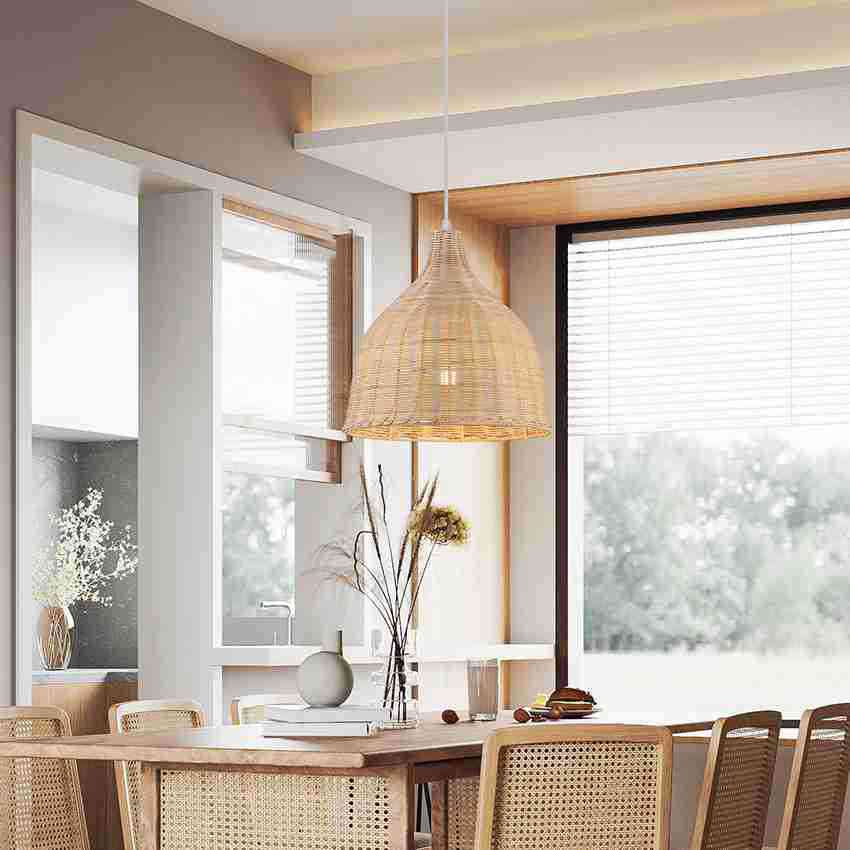 1 Light Rattan Woven Shade Pendant Lamp