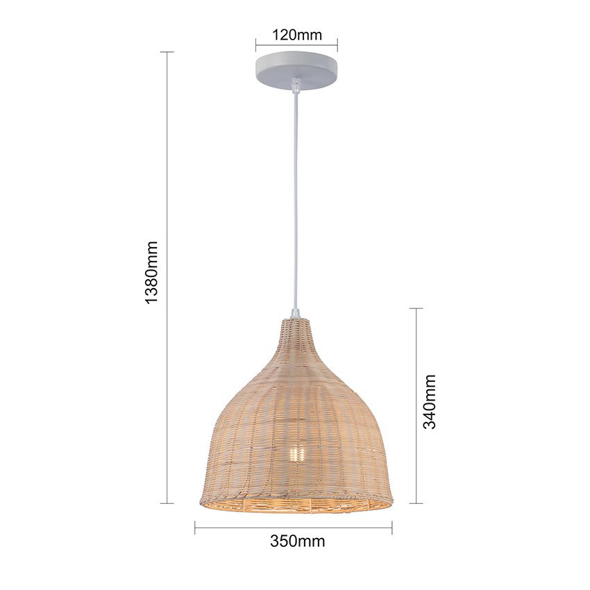 1 Light Rattan Woven Shade Pendant Lamp