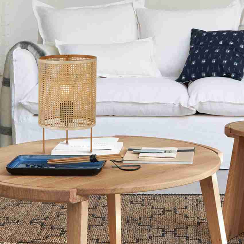 Table Lamp Made Of Metal And Willow And Wood Materials for Indoor Use