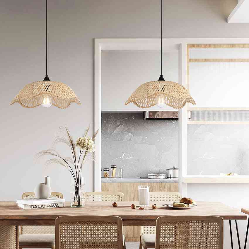 Handmake Rattan Pendant Lamp Bamboo Hanging Light for Restaurant